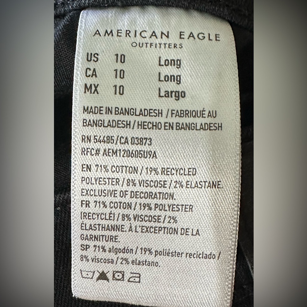 AMERICAN EAGLE WOMENS DREAM STRETCH JEGGING DESTROYED BLACK 10L/30W - Picture 8 of 9